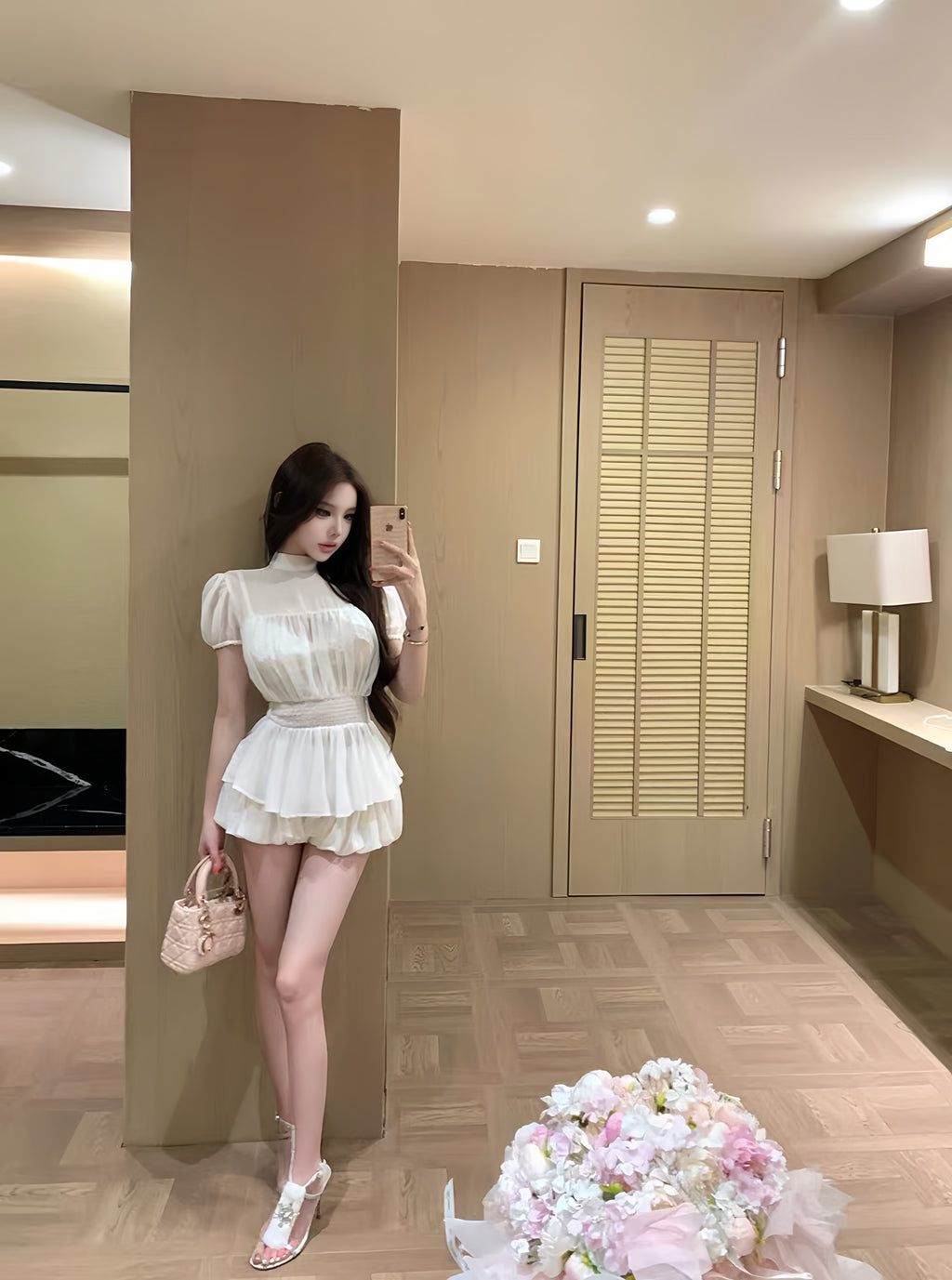 🤍 白絮撩心·纯欲透纱不规则三件套